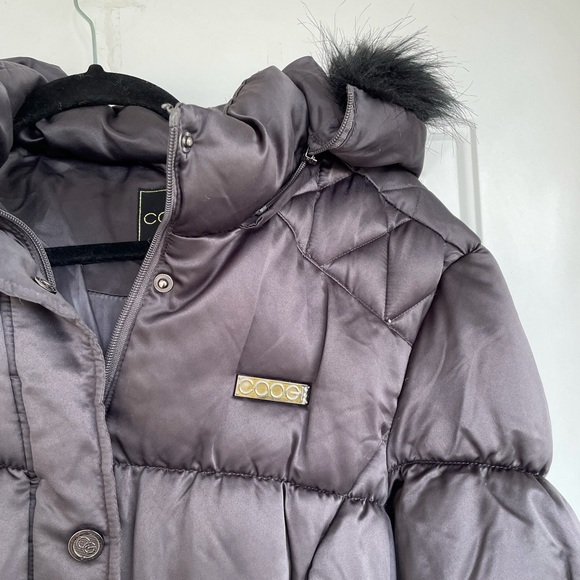 COOGI Puffer Longline Belted Coat with Faux Fur Removable Hood Quilted Jacket - Picture 8 of 16